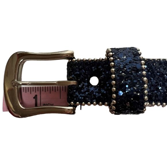 Elite Fresno California  Belt Glitter Blue Rhinestone Buckle Size S
